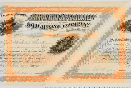 Plymouth Consolidated Gold Mining Co. Stock Issued to WS Hobart (Tahoe/Comstock) [201542]