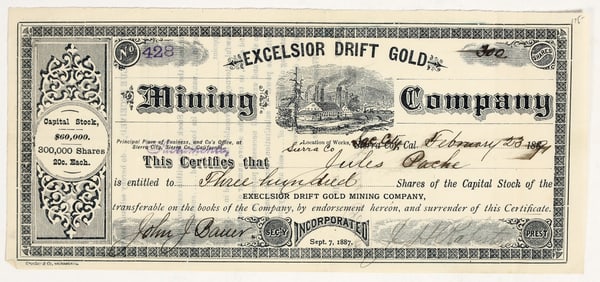 Excelsior Drift Gold Mining Co. Stock. [201217]
