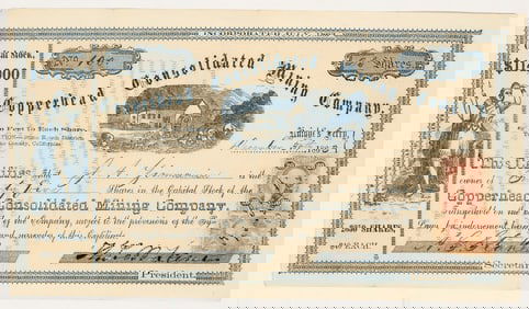 Copperhead Consolidated Mining Co. Stock Certificate, Stone Ranch, CA 1863 [204511]