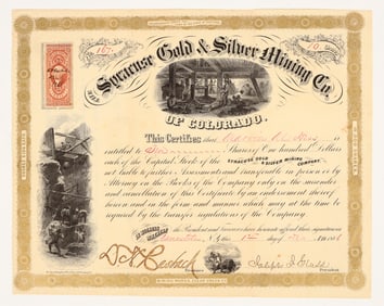 Syracuse Gold & Silver Mining Co. of Colorado Stock Certificate 1866 [205008]