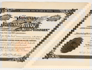 Colorado Leasing, Mining & Milling Co. Stock Certificate, 1904 [195897]