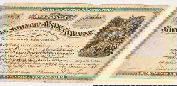 Hayden Gold & Silver Mining Company Stock Certificate, Rosita, Colorado, 1881 [195882]