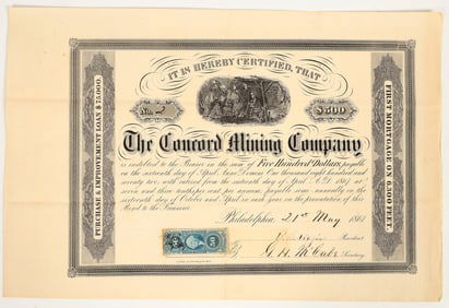 Concord Mining Company Bond, 1867 [205215]