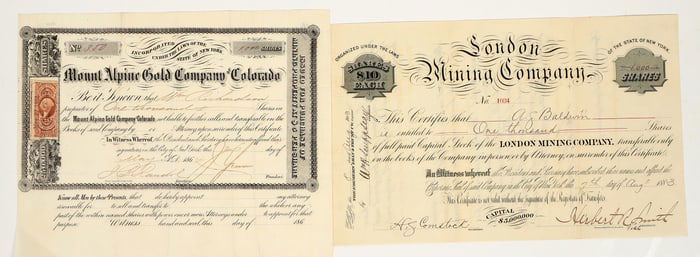 Two Different Rare Colorado Mining Stock Certificates [205010]
