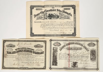 Three Different American Silver Stocks, 1870s-90s (Two Colorado) [204286]