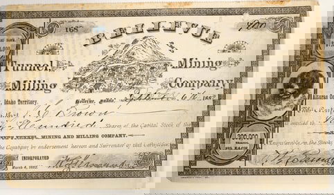 Bellevue Tunnel, Mining & Milling Company Stock Certificate, 1882 [197923]