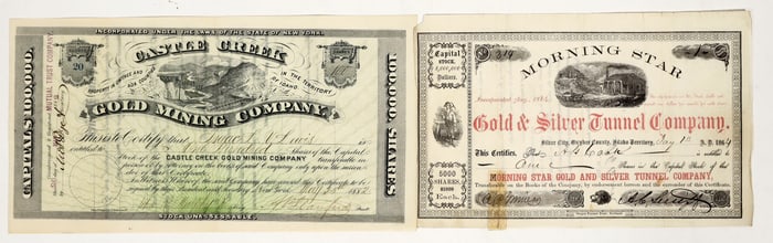 Two Different Owyhee County, Idaho Mining Stock Certificates [204192]