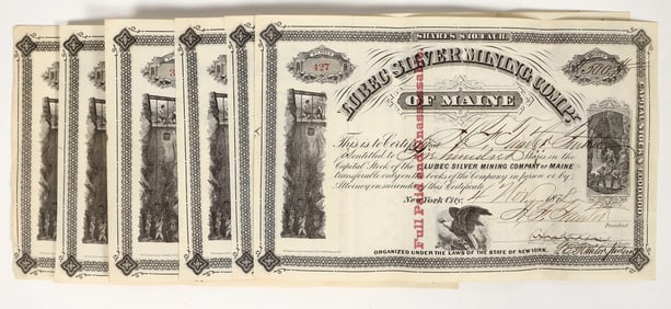 Lubec Silver Mines of Maine Stock Certificate Group (6) [204272]