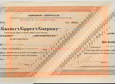 Contact Copper Company Stock Certificate, 1912 [205229]