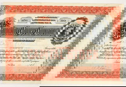 Houghton Copper Company Stock Certificate, 1912 (R-7) [205236]