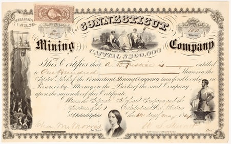 Connecticut Mining Company Stock Certificate, Keweenaw County, Michigan, 1864 [203536]