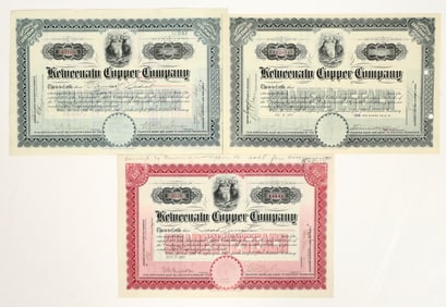 Keweenaw Copper Company Stock Certificate Trio [205240]