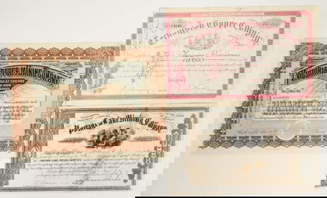 Three Different Michigan Mining Stock Certificates [205232]