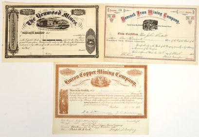 Three Different Michigan Mining Stocks incl. R-6 [205239]