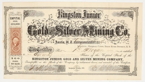 Kingston Junior Gold and Silver Mining Co. Stock [200269]