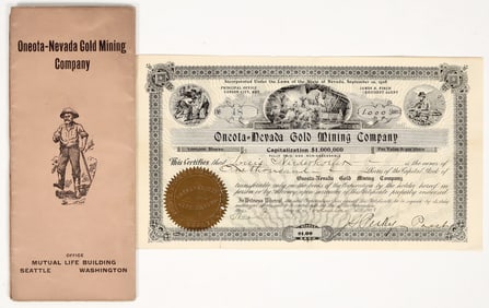 Oneota-Nevada Gold Mining Co. Stock Certificate & Prospectus [195866]