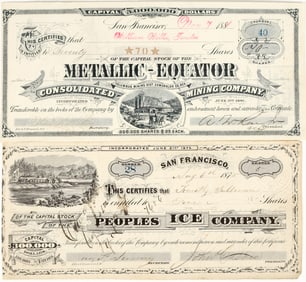 Two Different GT Brown Lithographed Stocks: Metallic-Equator MC and People's Ice Co. [202744]