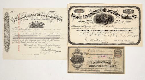 Three Different Eureka, Nevada Mining Stock Certificates [204174]
