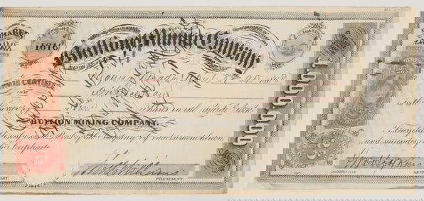 Bullion Mining Company Stock Certificate, 1868, Gold Hill, Nevada [205382]