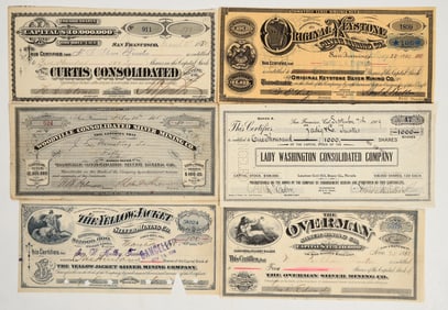 Gold Hill, Nevada Comstock Mining Stock Collection (6 Different) [201655]