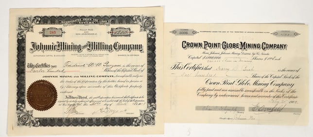 Two Different Johnnie, Nevada Mining Stock Certificates [204544]