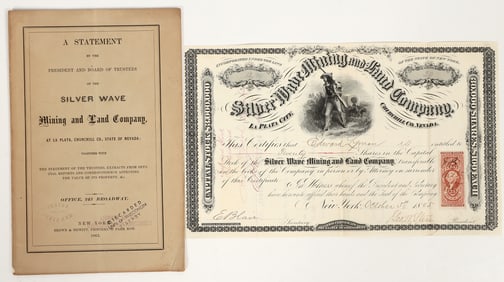 Silver Wave Mining & Land Co. Stock and Prospectus, La Plata, Nevada 1865 [205048]