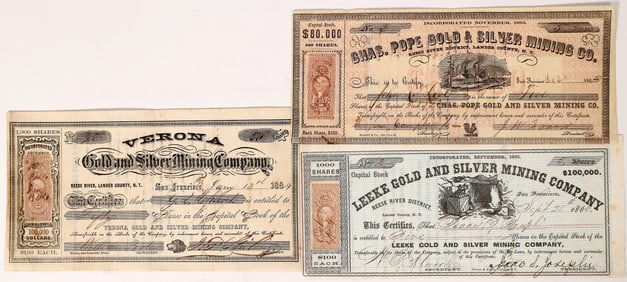 Rare Reese River Territorial Mining Stocks, 1863/64 [173774]