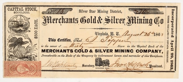 Merchants Gold & Silver Mining Co. Territorial Stock [200268]