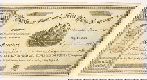 Mayflower Gold & Silver Mining Co. Stock Certificate, Star City, Nevada Territory [205200]