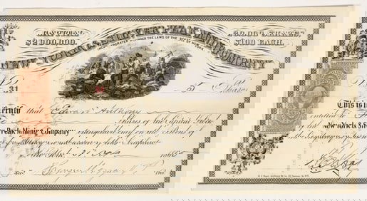 New York & Silver Peak Mining Company Stock Certificate, Silver Peak, NV 1865 [203936]