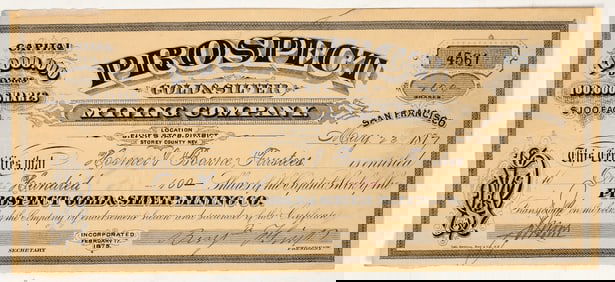 Prospect Gold & Silver Mining Co. Stock Certificate, Comstock, 1877 [195906]