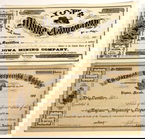 Two Different Virginia City, Nevada Mining Stock Certificates [204758]