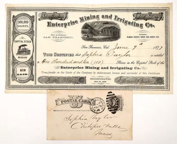 Enterprise Mining & Irrigating Stock, 1877, Rare [187918]