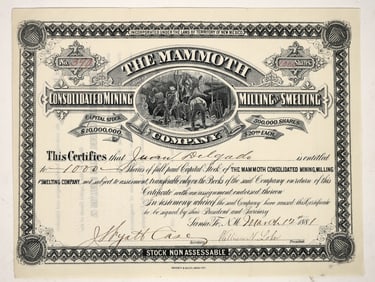 Mammoth Cons. Mining & Milling & Smelting Co. Stock Issued to Juan Delgado [204820]