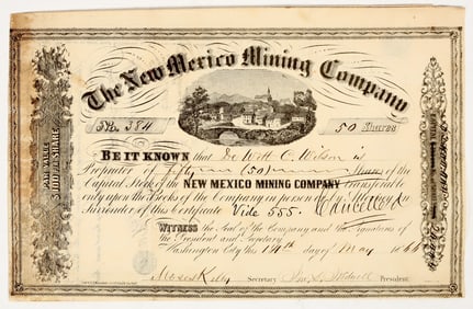 New Mexico Mining Co. Stock Certificate, 1866 [201562]