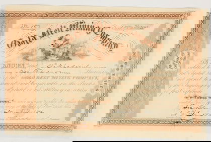 Gold Belt Mining Company Stock Certificate, 1854, North Carolina Gold [201538]