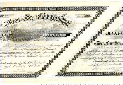 Parke & Lacy Machinery Company Stock Certificate, 1890, Issued to Lacy [201732]
