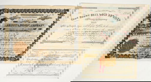 Three Different South Dakota Mining Stocks Signed by Seth Bullock [201472]