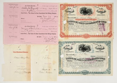 Father De Smet Consolidated Gold Company Stock Pair Plus Receipt [201559]