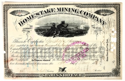 Homestake Mining Co. Stock Issued to Lounsbery & Haggin, Two Key Players [201760]