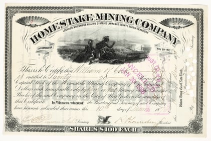 Homestake Mining Company Stock Certificate No. 7, 1878 [198219]