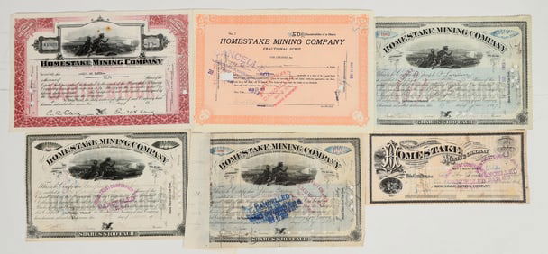 Five Generations of Homestake Mining Company Stocks, 1878-1936 [201892]