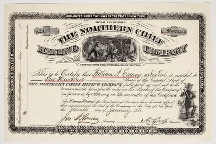 Northern Chief Mining Company Stock Certificate, 1881 [203583]