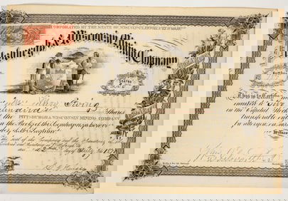 Pittsburgh & Wisconsin Mining Company Stock Certificate, 1870 [205217]