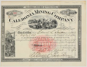 Caledonia Mining Company Stock Certificate, Nova Scotia, 1890 [205358]