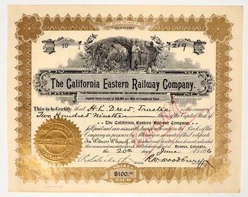 California Eastern Railway Company Stock Certificate [201796]