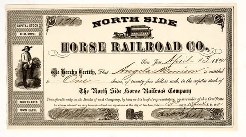North Side Horse Railroad Company Stock Certificate, 1891 [200793]