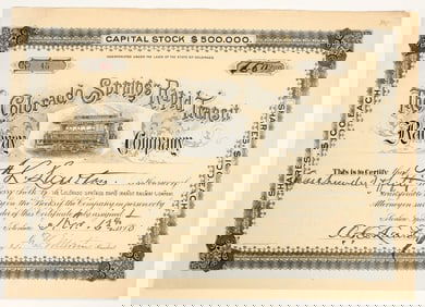 Colorado Springs Rapid Transit Railway Company Stock Certificate, 1890 [205369]