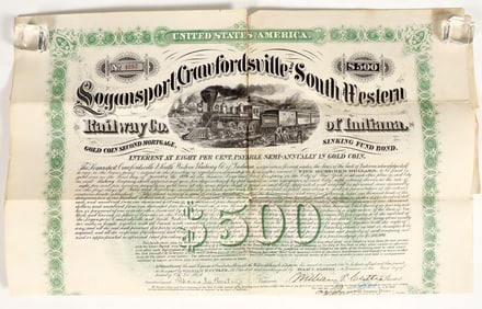 The Logansport, Crawfordsville & South-Western Railway Co. Bond. [200216]