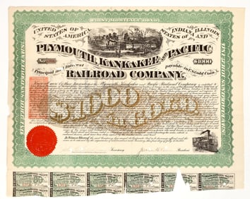 RN Plymouth, Kankakee and Pacific Railroad Co. Bond [200166]